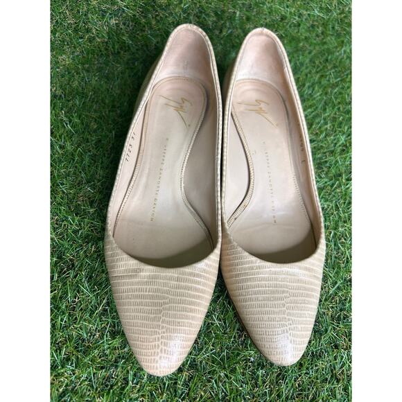Giuseppe Zanotti Nude‎ Lizard Embossed Wedge Pumps Textured Size 37/6.5 - Picture 4 of 12